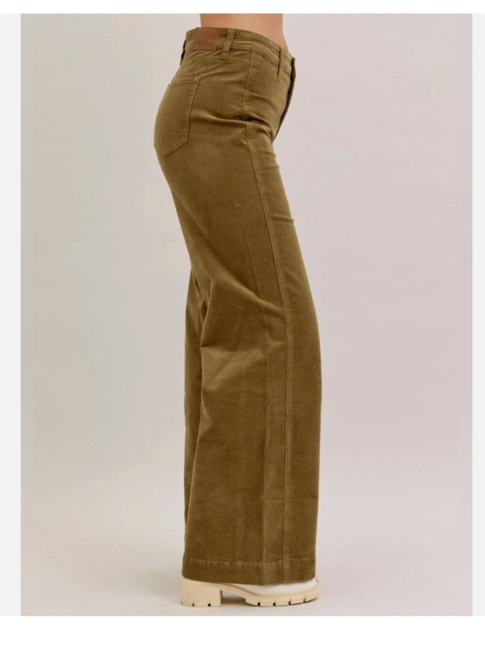 Judy Blue High Waist Olive Corduroy Retro Wide Leg Jeans Size 9/29 - Picture 6 of 16